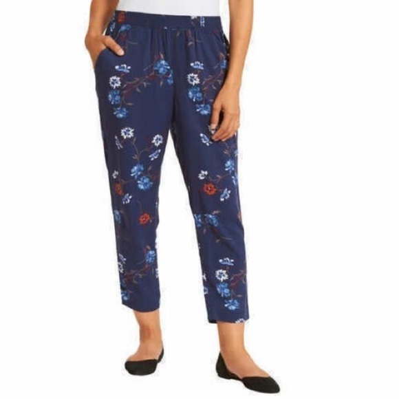 2/$30 Jessica Simpson Size S Cadie Soft Pull On Ankle Pant Mood Indigo Floral - Picture 1 of 10